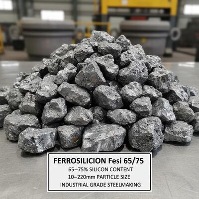Ferrosilicio FeSi 65/75 Aleación de hierro de silicio con un contenido de silicio del 65­75% y un tamaño de partícula de 10­220 mm para la fabricación de acero de grado industrial